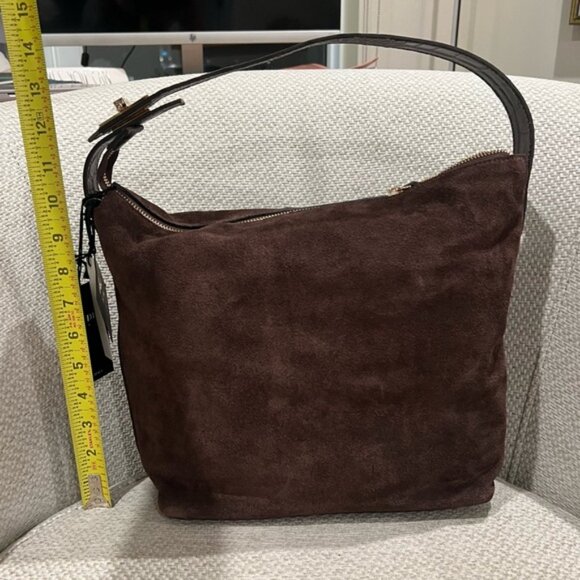 Claudia Firenze Chocolate Brown Leather & Suede Shoulder Bag NWT - Picture 10 of 10